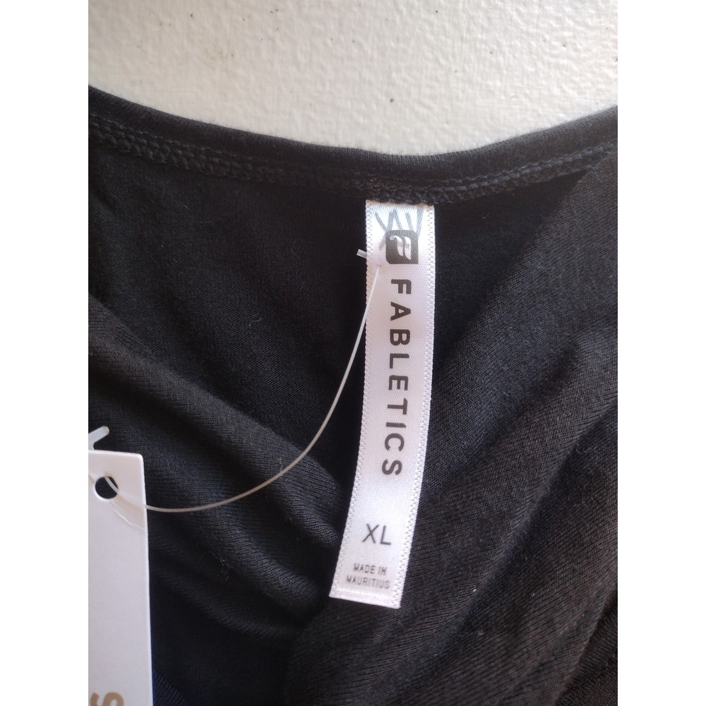 Fabletics Sadie Long Sleeve Top Black Twisted Front Ruched Jersey XL - Picture 3 of 7